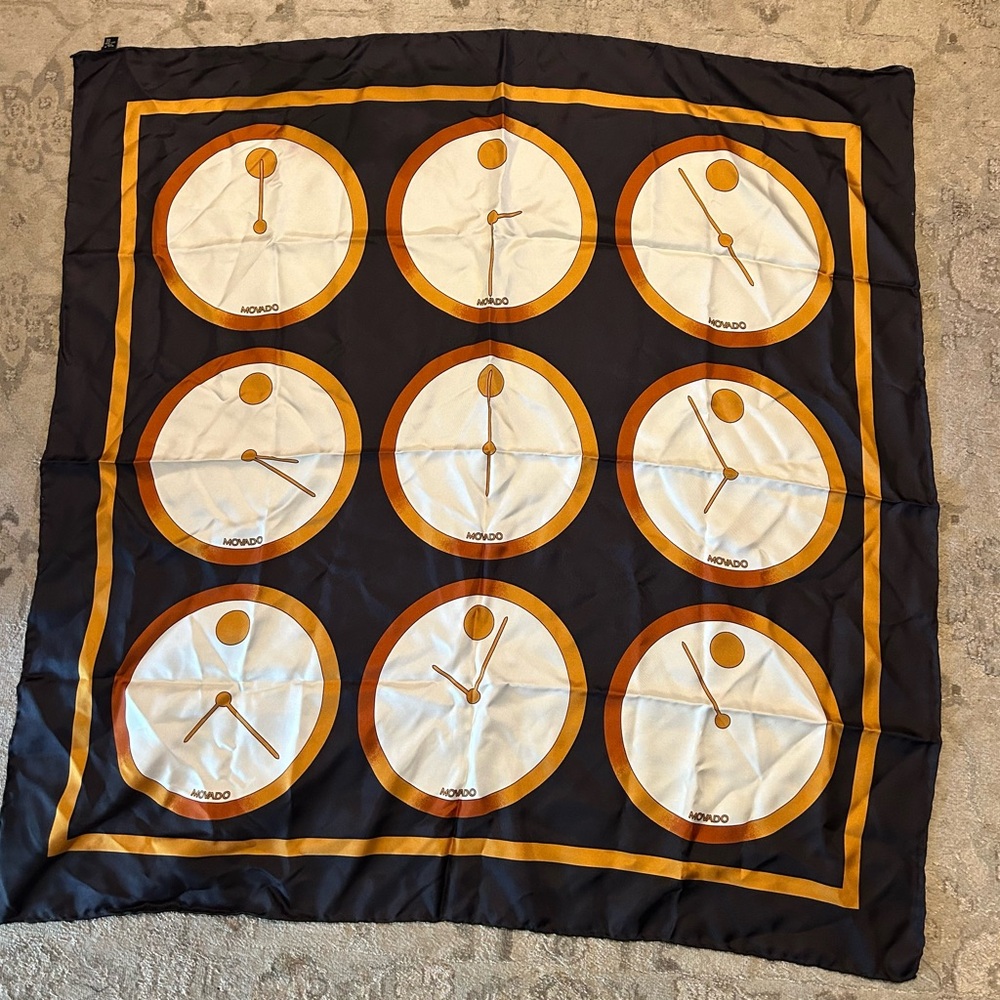 VINTAGE MOVADO WATCH WOMEN'S SILK SCARF 34X35
